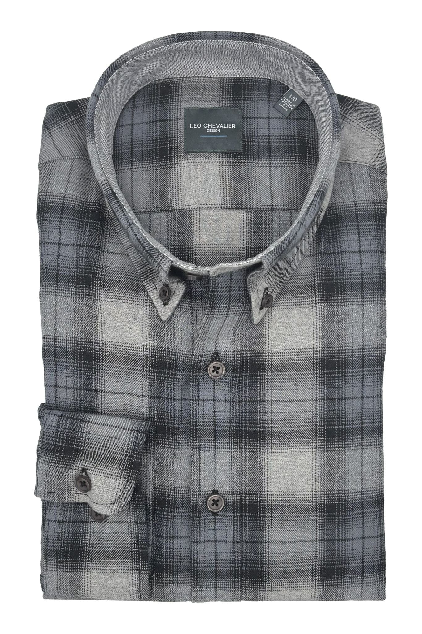 Leo Chevalier Design Black Plaid Men's Casual Shirt