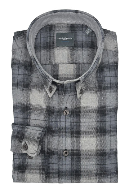 Leo Chevalier Design Black Plaid Men's Casual Shirt