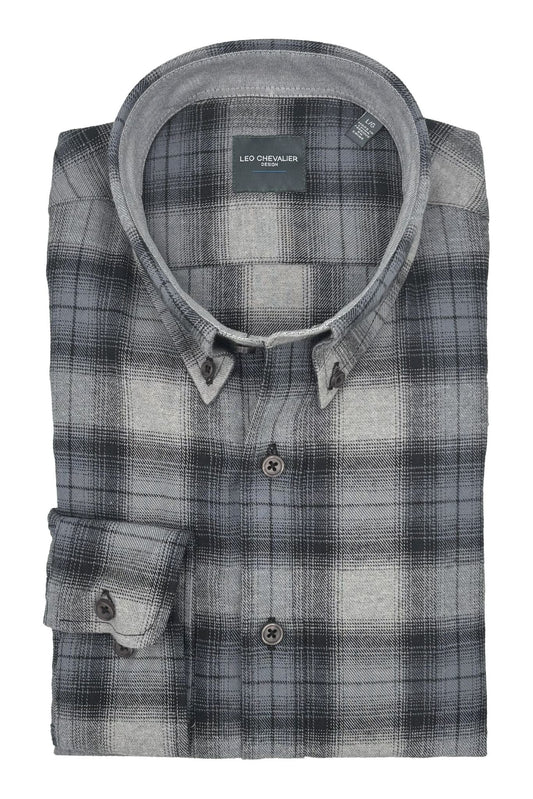 Leo Chevalier Design Black Plaid Men's Casual Shirt