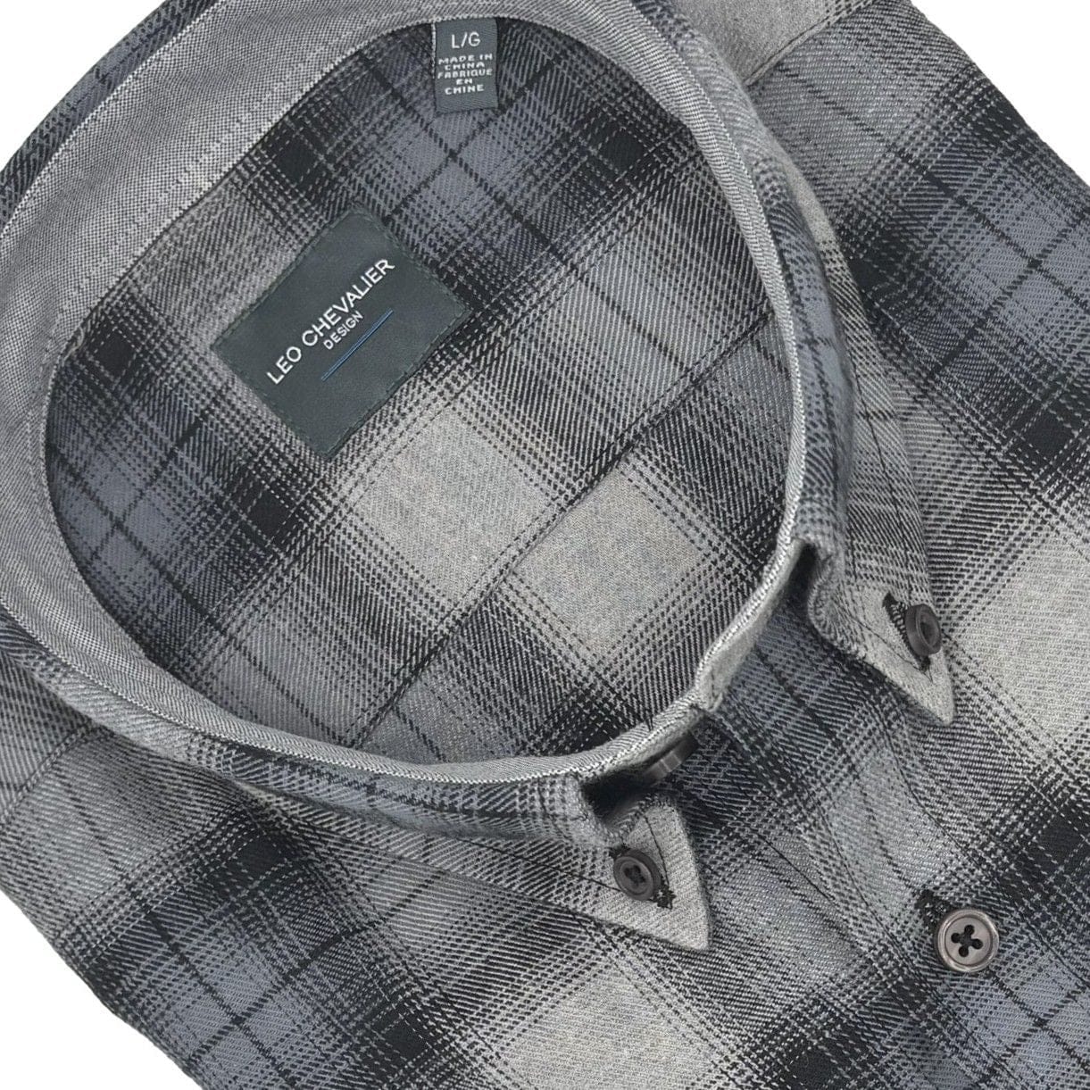 Leo Chevalier Design Black Plaid Men's Casual Shirt