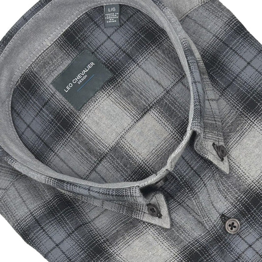 Leo Chevalier Design Black Plaid Men's Casual Shirt