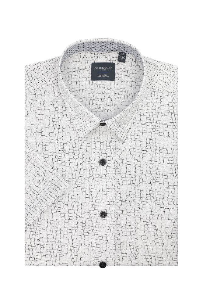 Leo Chevalier Design Black Short Sleeve Shirt Hidden Button Down Collar