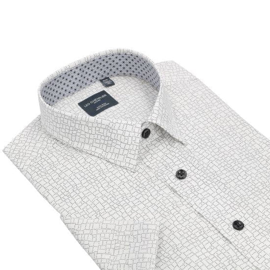 Leo Chevalier Design Black Short Sleeve Shirt Hidden Button Down Collar