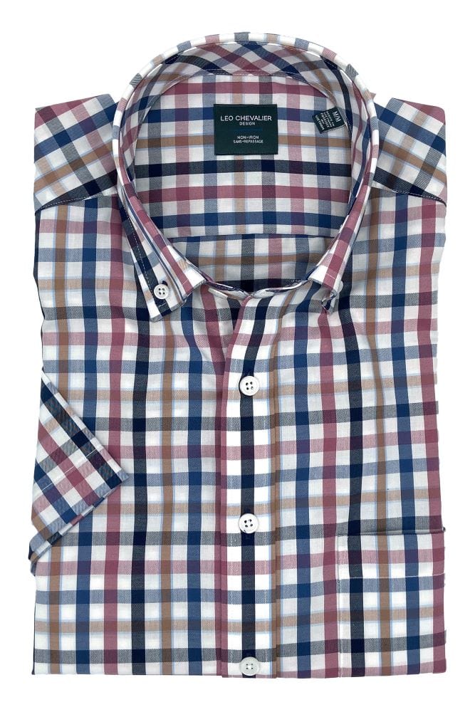 Leo Chevalier Design Multi Colored Gingham Short Sleeve Shirt