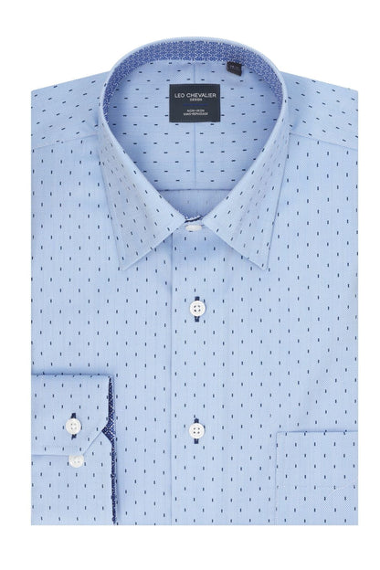 Leo Chevalier Design Stylish Blue Printed Dress Shirt – Men's Patterned Design
