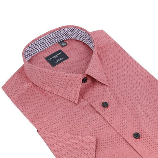 Leo Chevalier Design Bold Red Men's Casual Short Sleeve Shirt - Perfect Fit