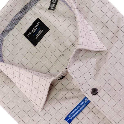 Leo Chevalier Design 100% Cotton Non Iron Print Dress Shirts Long Sleeve Spread Collar Leo Chevalier