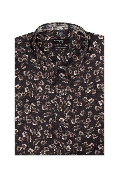 Leo Chevalier Design Black Floral Print Short Sleeve Shirt