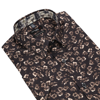 Leo Chevalier Design Black Floral Print Short Sleeve Shirt