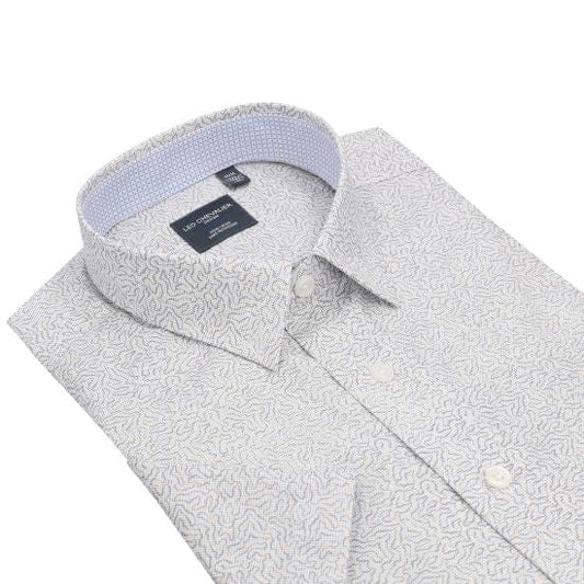 Leo Chevalier Design White 100% Cotton Print Short Sleeve Shirts