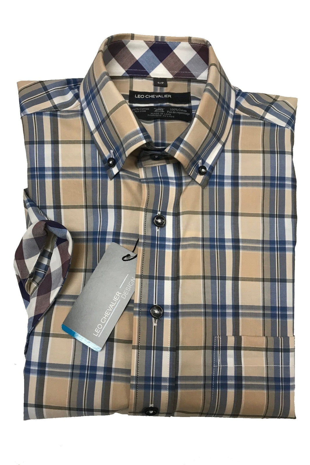 Leo Chevalier Tapered Adjusted Fit Short Sleeve Sport Shirt Navy - 624220 1900