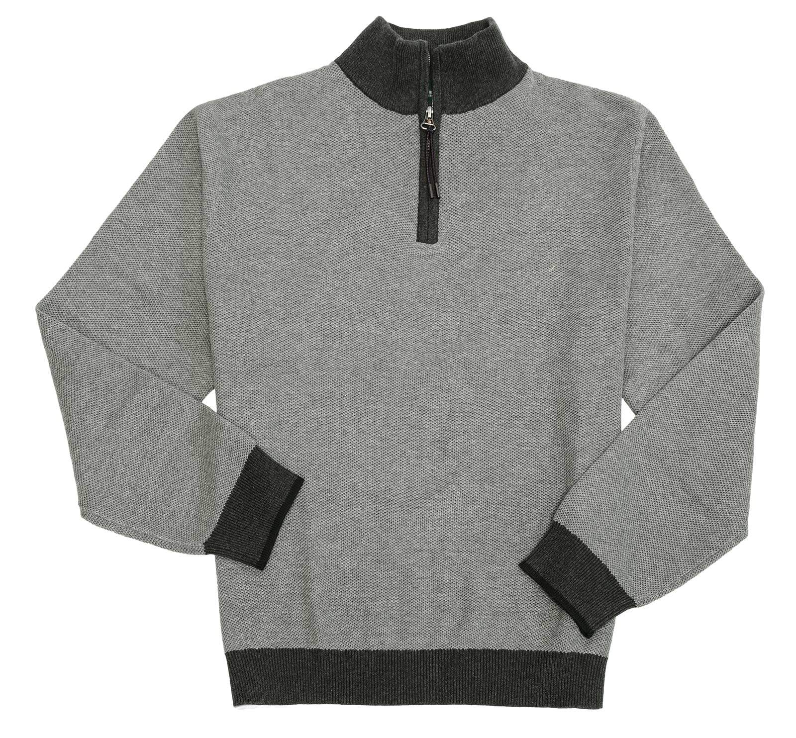 Leo Chevalier Design Charcoal 100% Cotton Quarter Zip Mockneck at The Abbey Collection