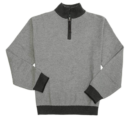 Leo Chevalier Design Charcoal 100% Cotton Quarter Zip Mockneck at The Abbey Collection