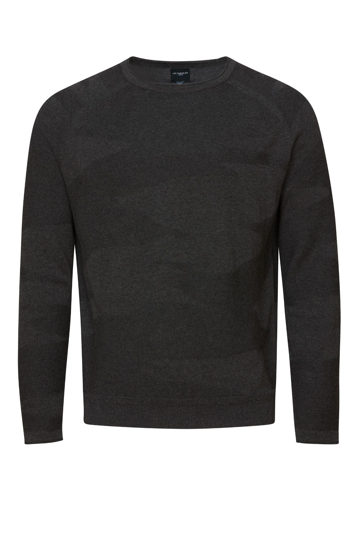 Leo Chevalier Design Charcoal Crewneck Cotton Knit Pullover Sweater for Men