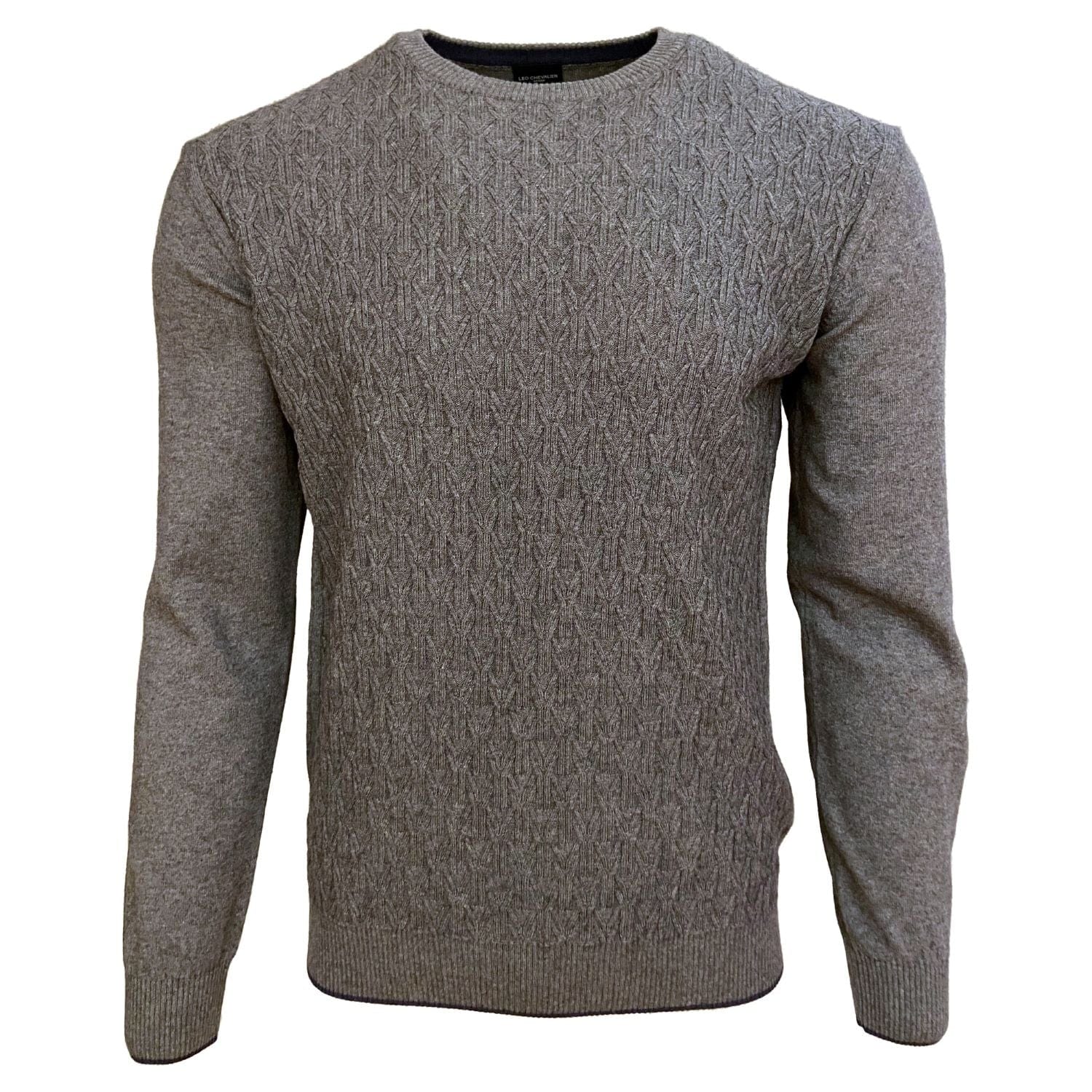 Leo Chevalier Design Luxurious Italian-Made Cable Knit Crewneck Available in Steel Blue & Charcoal