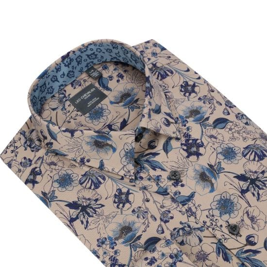 Leo Chevalier Earth Floral Print Shirts | Hidden Button-Down Collar