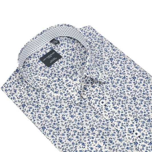 Leo Chevalier Design Fine Blue Print Shirt - Men's Contemporary Fit Non-Iron Cotton Elegance