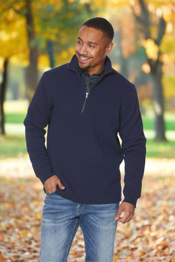Leo Chevalier Navy Mockneck Knit Sweater Men's Fall Pullover