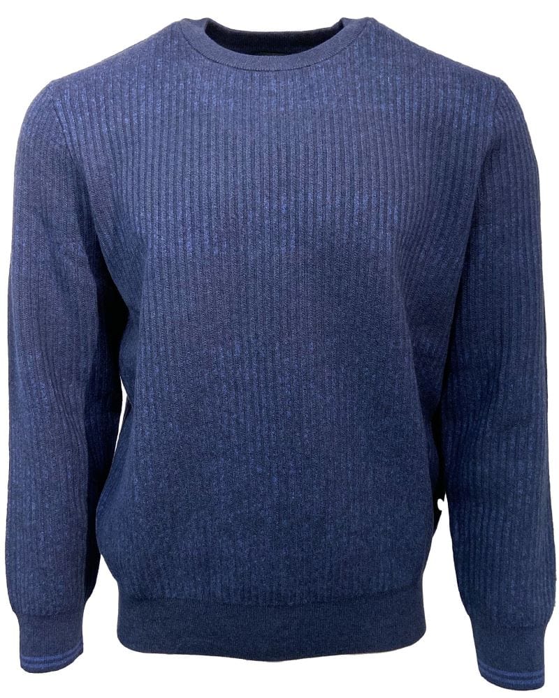 Leo Chevalier Design Leo Chevalier Design Navy Tonal Crewneck Sweater - Embrace Timeless Charm with 100% Cotton and Banded Details