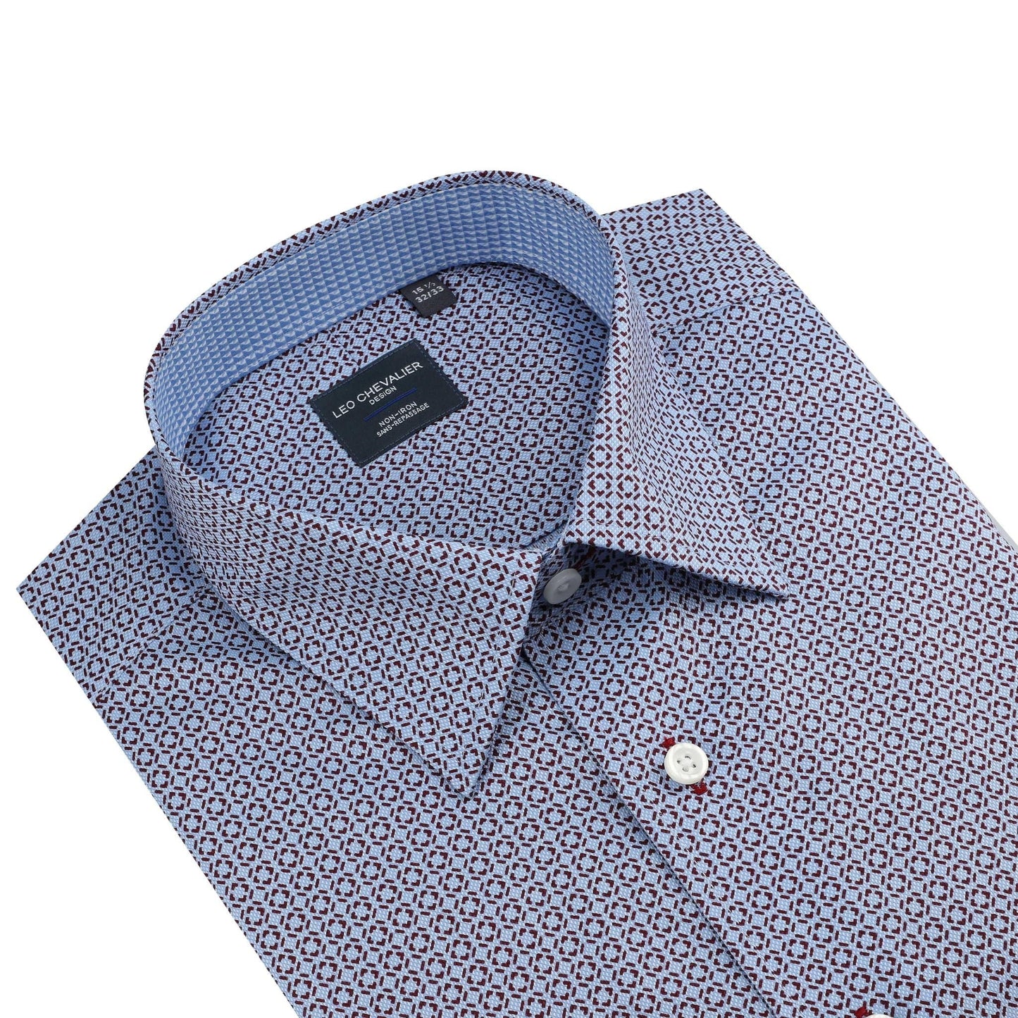 Leo Chevalier Design Modern Blue Oxford Dress Shirt – 100% Cotton Fabric