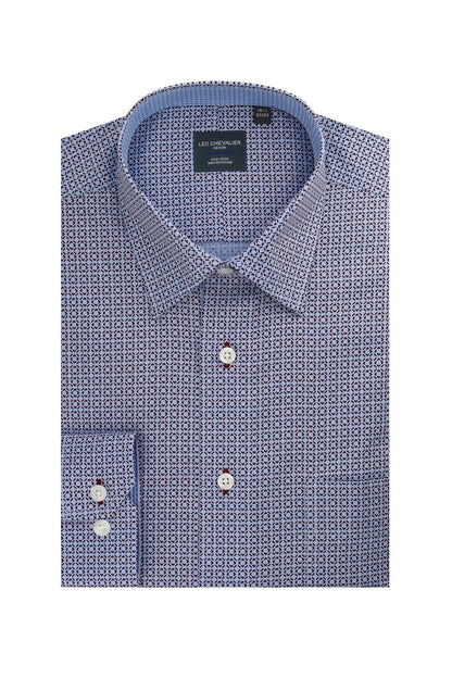 Leo Chevalier Design Modern Blue Oxford Dress Shirt – 100% Cotton Fabric