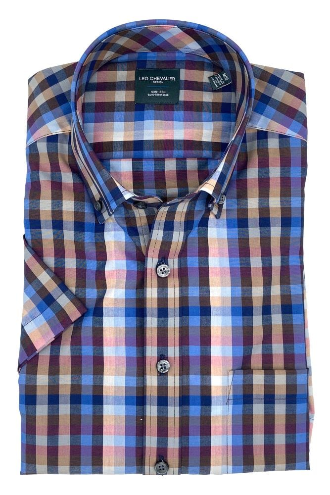 Leo Chevalier Design Multi Check Cotton Short Sleeve Shirt