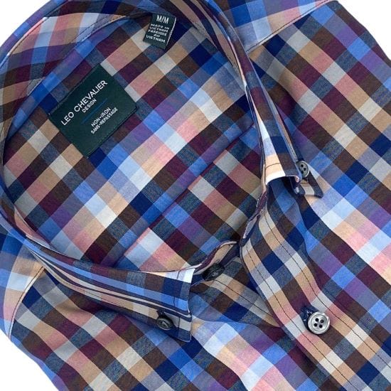 Leo Chevalier Design Multi Check Cotton Short Sleeve Shirt