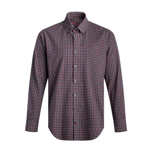 Leo Chevalier Design Multi Grey Voyage Performance Fitted Button Down Long Sleeve Shirts Leo Chevalier