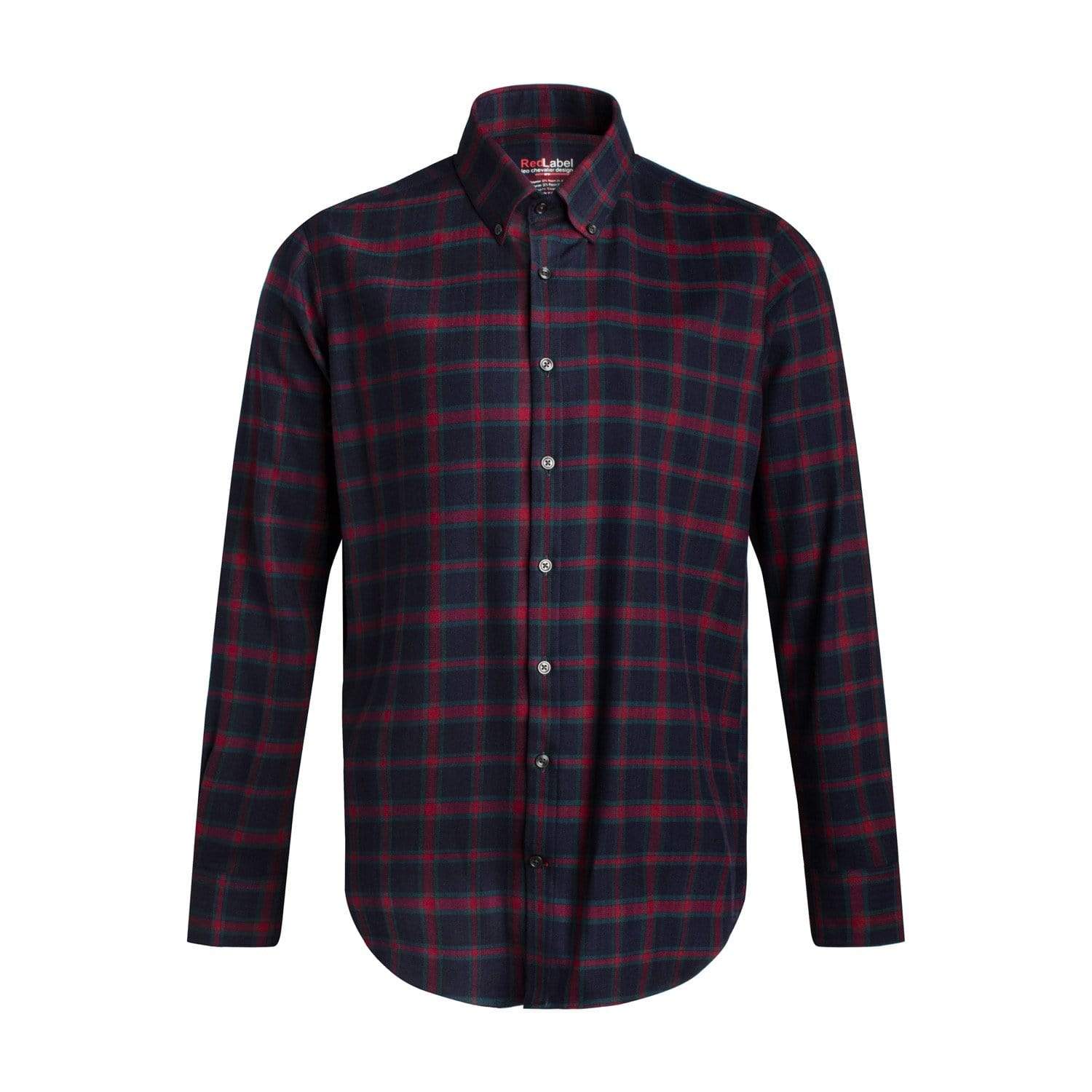 Leo Chevalier Design Navy Plaid Voyage Performance Fitted Button Down Long Sleeve Shirts Leo Chevalier