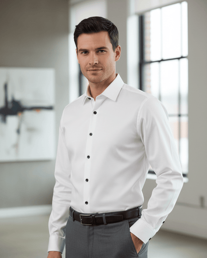 Leo Chevalier Design Upgrade Your Style in our Slim Fit 100% Cotton Non-Iron Dress Shirts Available in 10 Colors