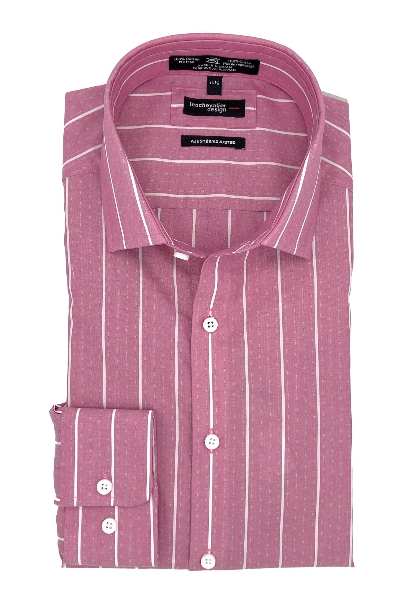 Leo Chevalier Design Classic Red Striped Men's Slim-Fit Business Shirts