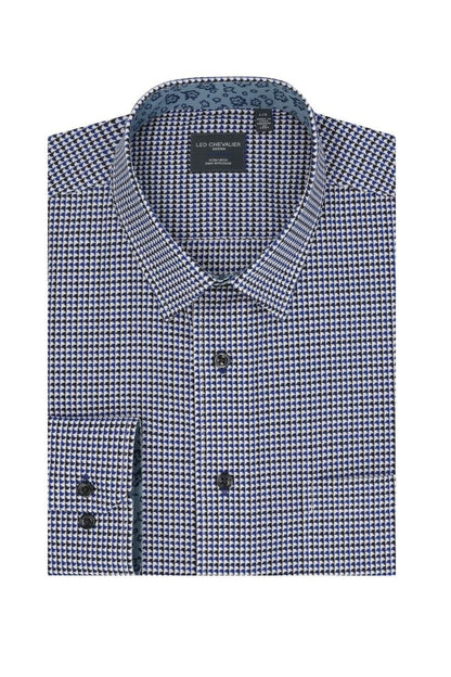 Leo Chevalier Design Fine Blue 3D Print 100% Cotton Long Sleeve Shirt Elevate Your Style with Contemporary Fit