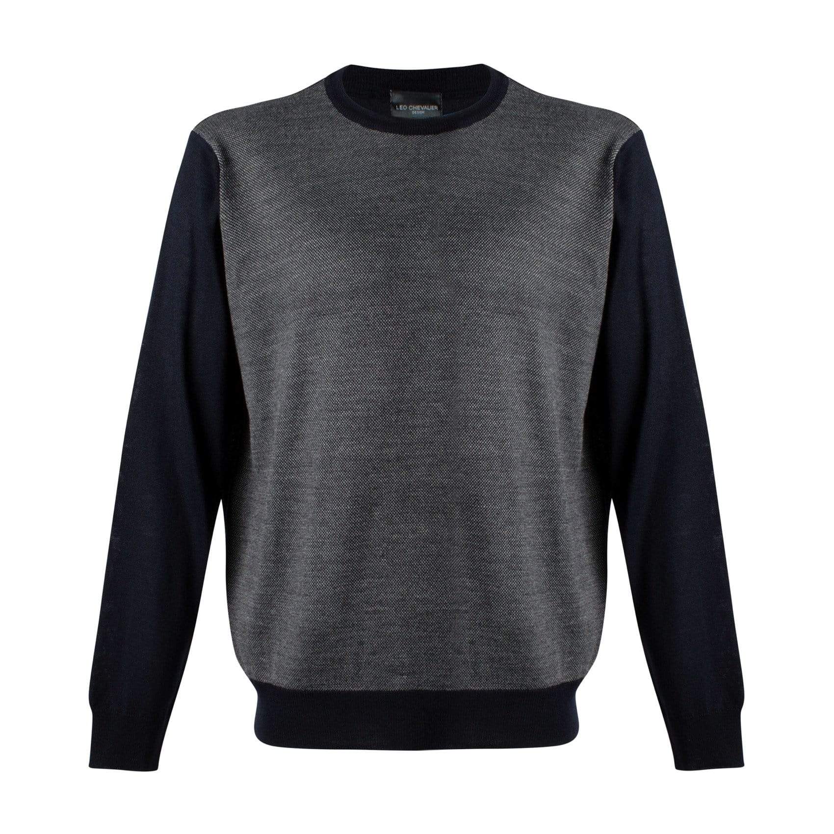 Leo Chevalier Design Stay Stylish and Cozy with Navy Birdseye Knit Crewneck Sweaters
