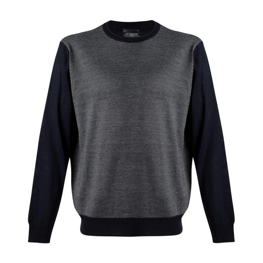 Leo Chevalier Design Stay Stylish and Cozy with Navy Birdseye Knit Crewneck Sweaters