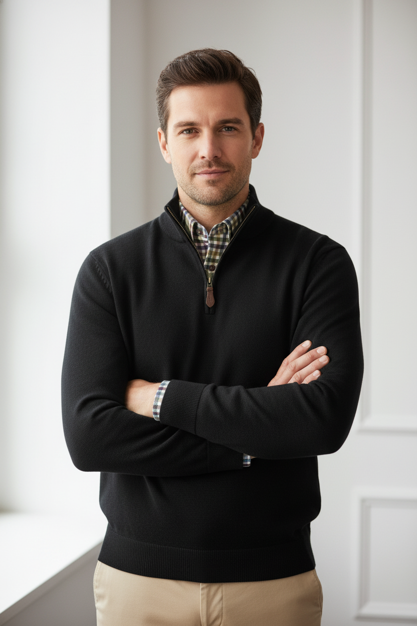 Elevate Your Wardrobe with the Versatile Quarter Zip Mockneck Sweaters in Extra Fine Merino Wool - Available in 10 Vibrant Colors