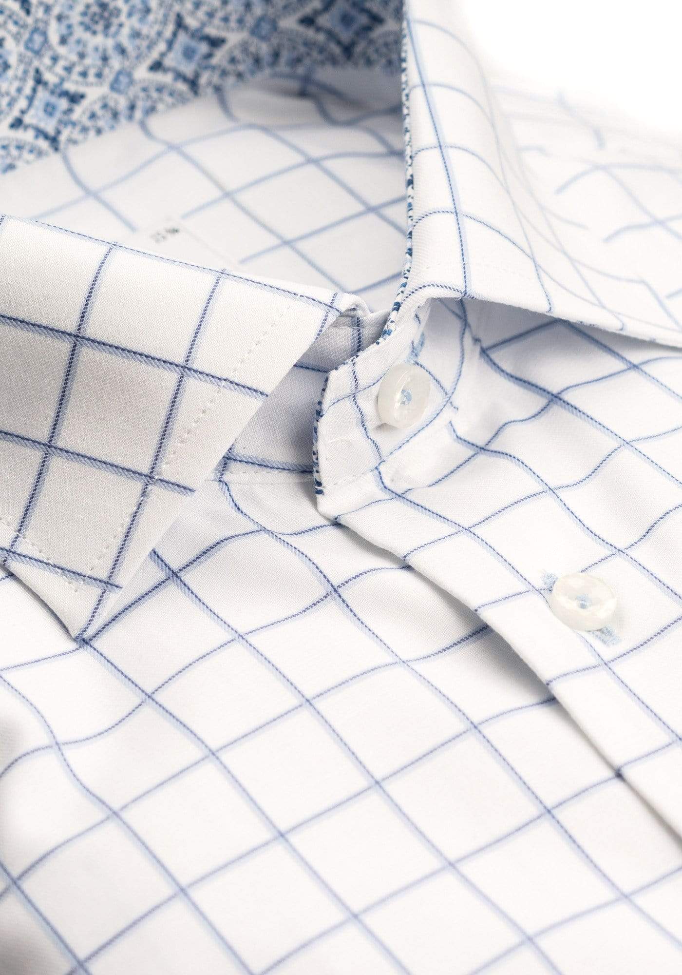 Oscar of Sweden Long Sleeve White Shirt With Blue Check by Oscar of Sweden
