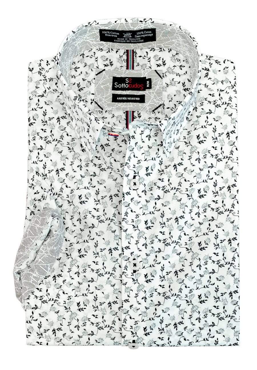 Sotto Sopra-L Sale Black and White Fitted Sotto Sopra Cotton Short Sleeve Sport Shirts