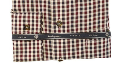 Viyella Mens Viyella Burgundy Button-Down Long Sleeve Cotton Non Iron Shirts
