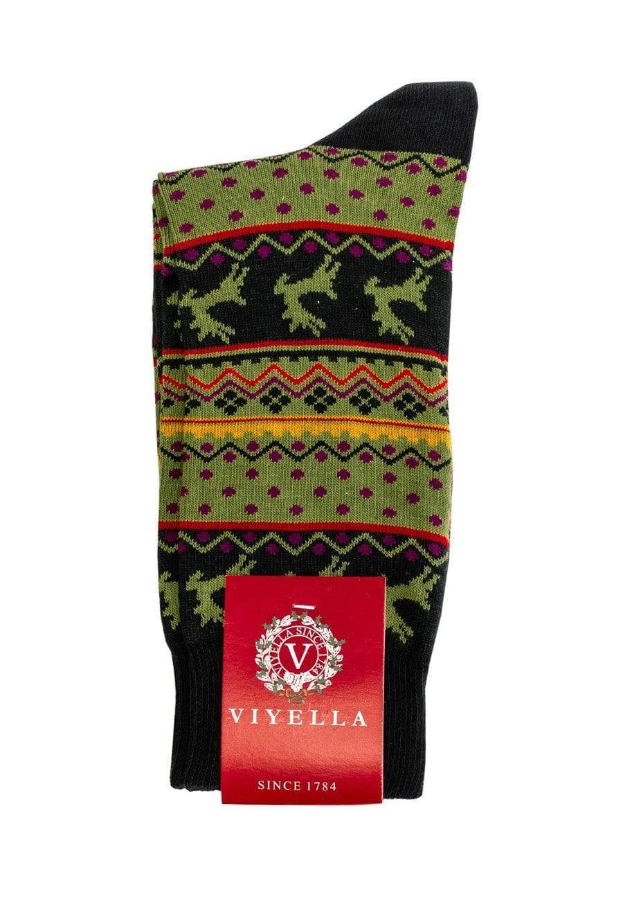 Viyella Black Viyella Rain Deer Christmas Socks