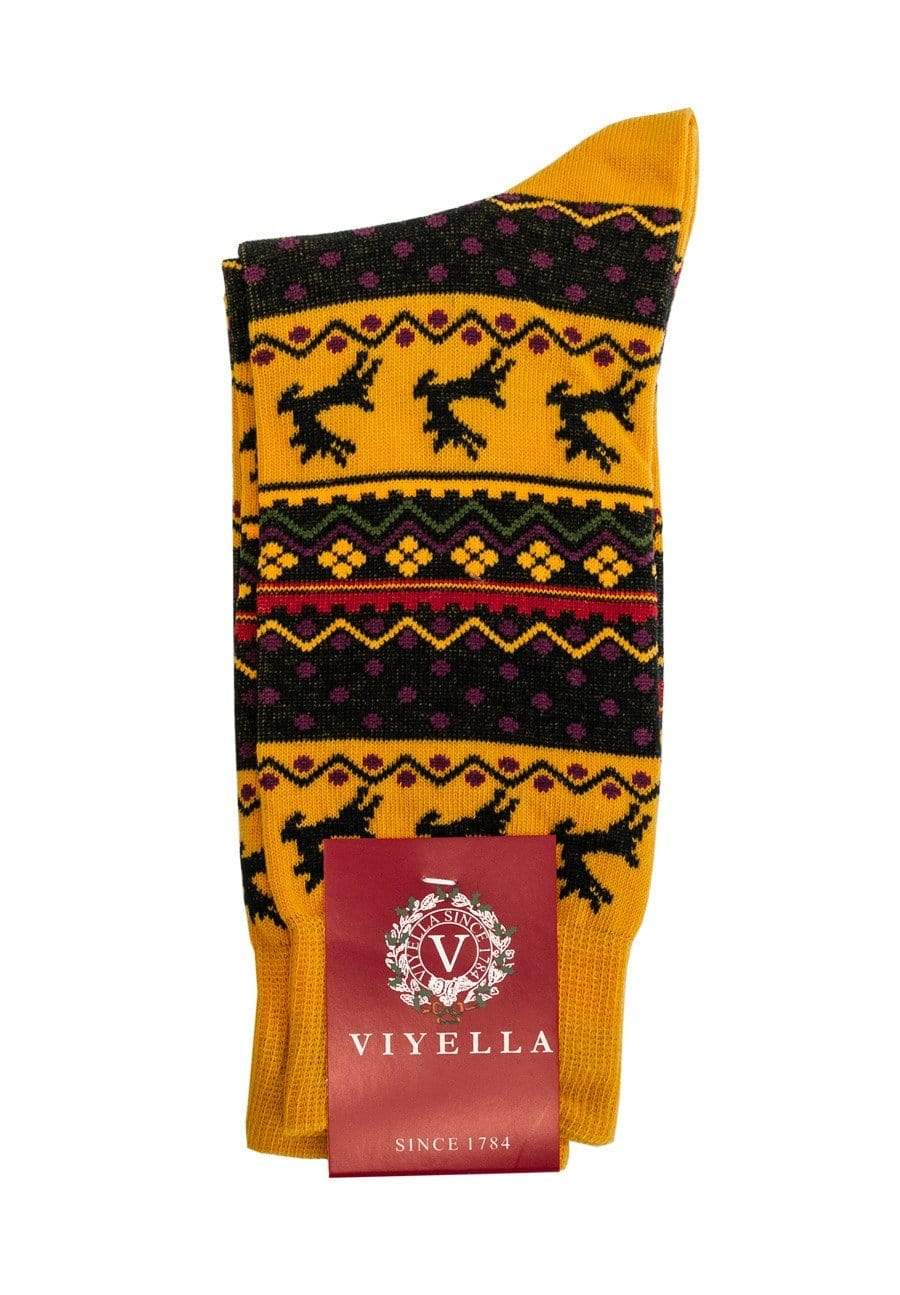 Viyella Mustard Viyella Rain Deer Socks