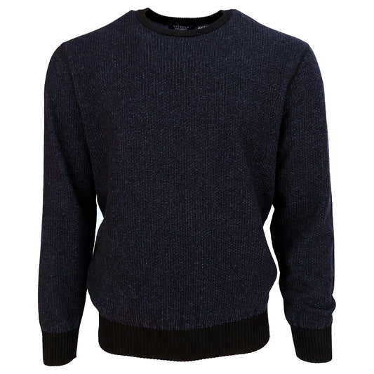 Viyella Blue 100% Cotton Tonal Crewneck Sweater