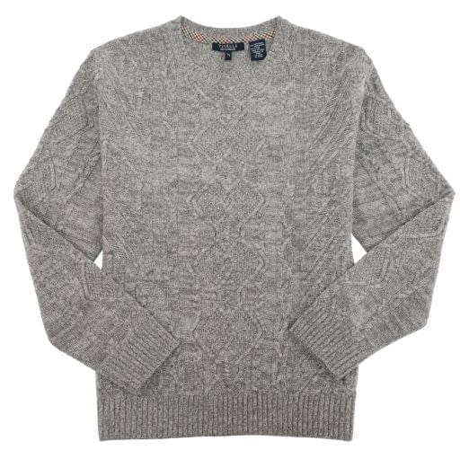 Viyella Grey Lambswool Viyella Cable Knit Crewneck Sweaters