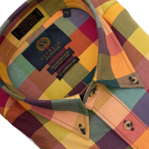 Viyella Canadian Made Viyella Multi Bright Plaid Button Down Long Sleeve Shirts