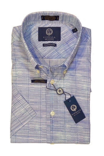Viyella Regular Fit Short Sleeve Sport Shirt Blue - 652341 1600