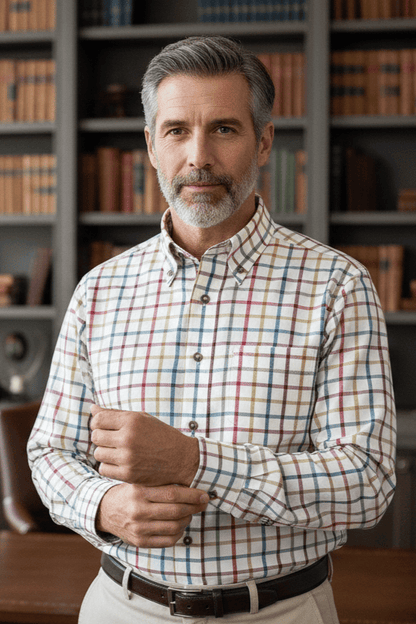 Viyella Bright Multi Gingham Men's Casual Long Sleeve Button-Down Shirt
