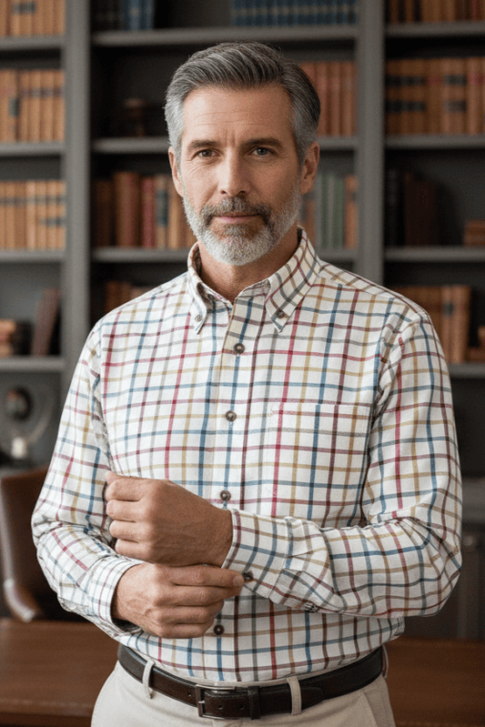 Viyella Bright Multi Gingham Men's Casual Long Sleeve Button-Down Shirt