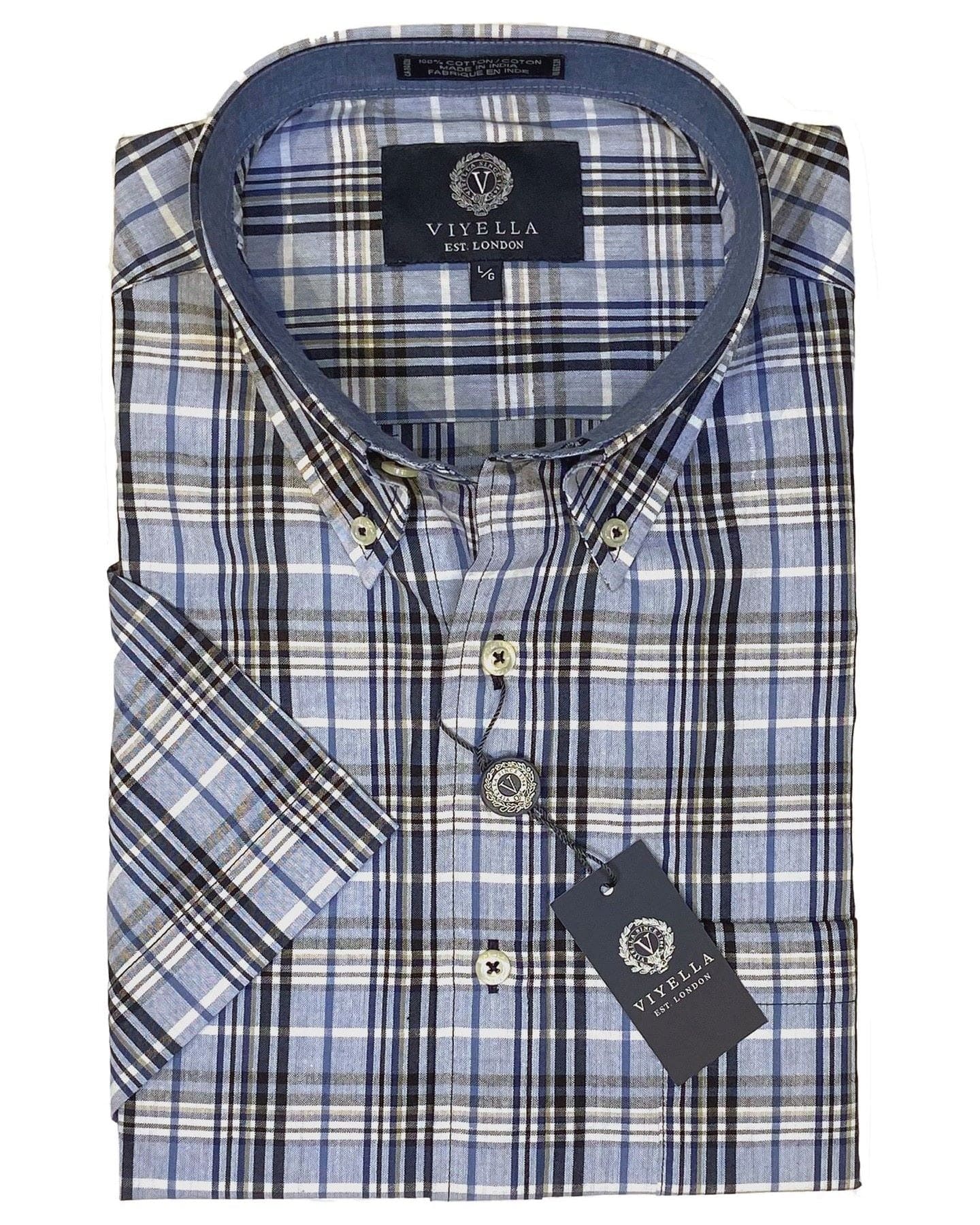Viyella Chambray Madras Button-Down. A Men's Short Sleeve Sports Shirt Essential