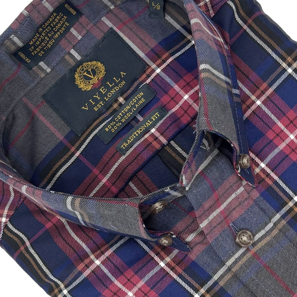 Viyella Charcoal Plaid Long Sleeve Men's Button-Down – Sophisticated Style