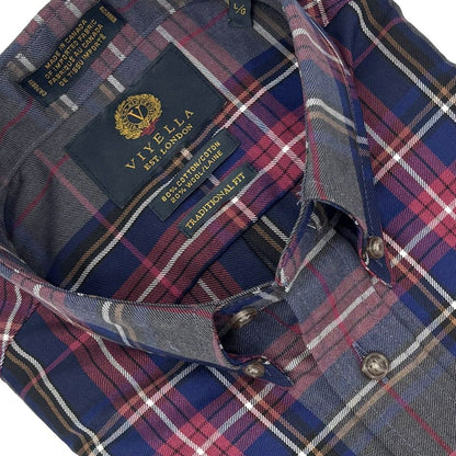 Viyella Charcoal Plaid Long Sleeve Men's Button-Down – Sophisticated Style