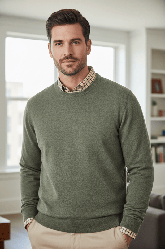 Viyella Elevate Your Wardrobe with Mens Crewneck Extra Fine Merino Wool Sweaters - Available in 6 Fashionable Colors